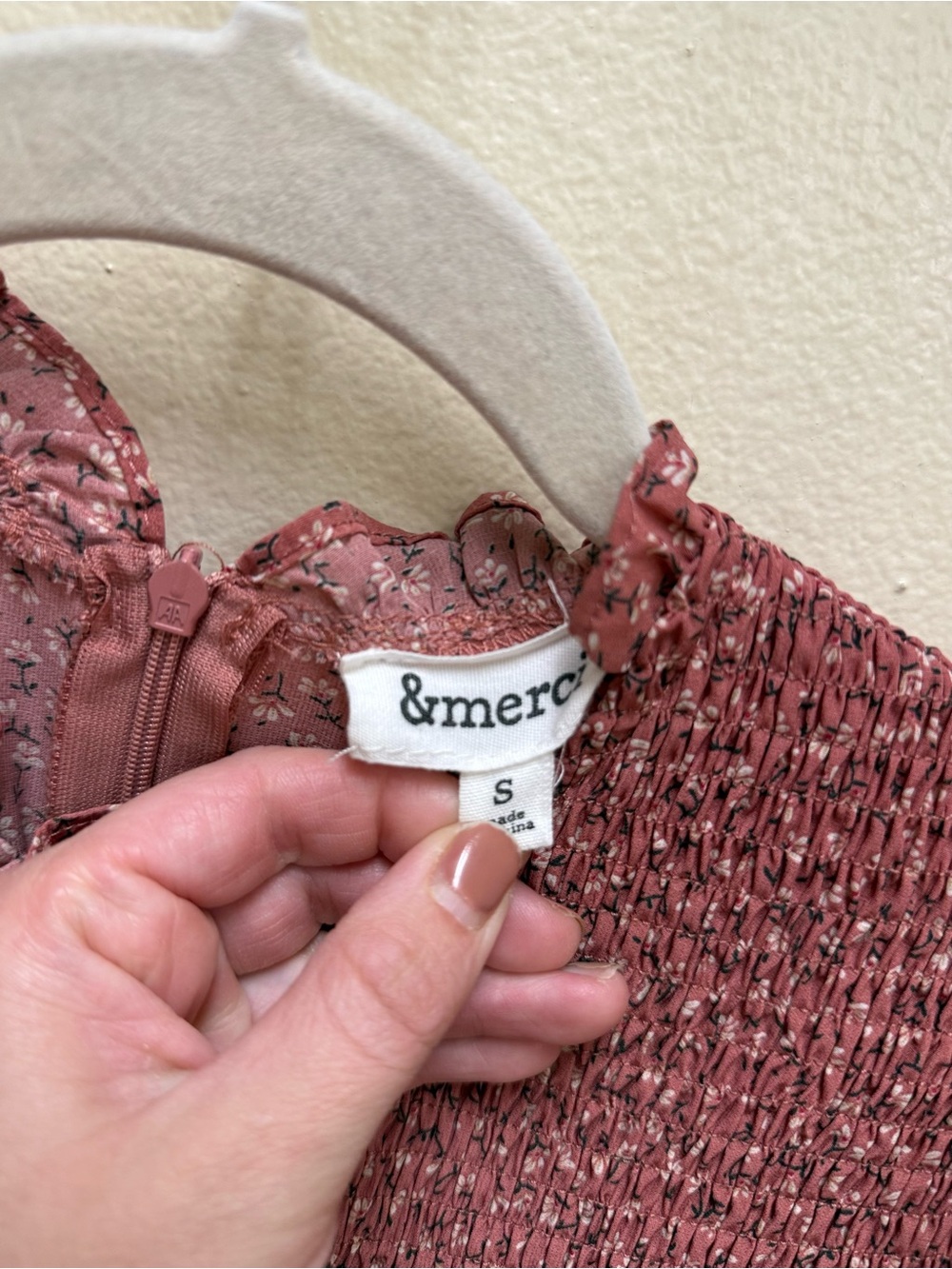 &Merci Mauve Ditsy Floral Smocked Maxi Dress - Picture 2 of 4